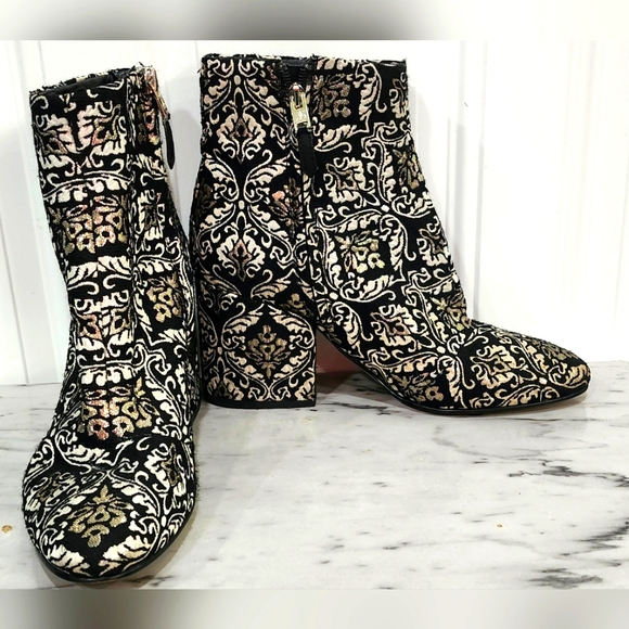 Sam Edelman Taye Metallic Silver and Gold Jacquard Ankle Boots Women's U… - Picture 1 of 11